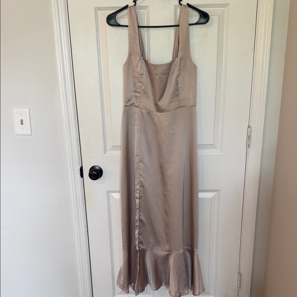 Show Me Your Mumu Beige Satin Maxi Slip Dress - Claire Midi Dress - Bridesmaid